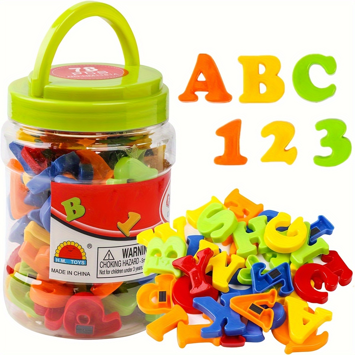 Kids Education Alphabet Numbers - ตัวอักษรแม่เหล็ก 78 ชิ้น ตัวเลข ตัวอักษรภาษาอังกฤษ สีสันสดใส