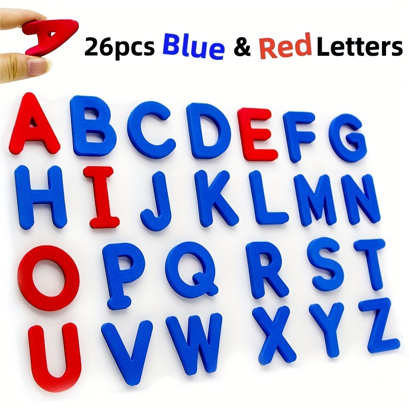 Kids Education Alphabet Numbers - Red & Blue ตัวอักษรภาษาอังกฤษสติกเกอร์แม่เหล็กหมายเลขตู้เย็นสติกเกอร์แม่เหล็กตัวอักษรสะกดของเล่นเพื่อการศึกษาเด็ก