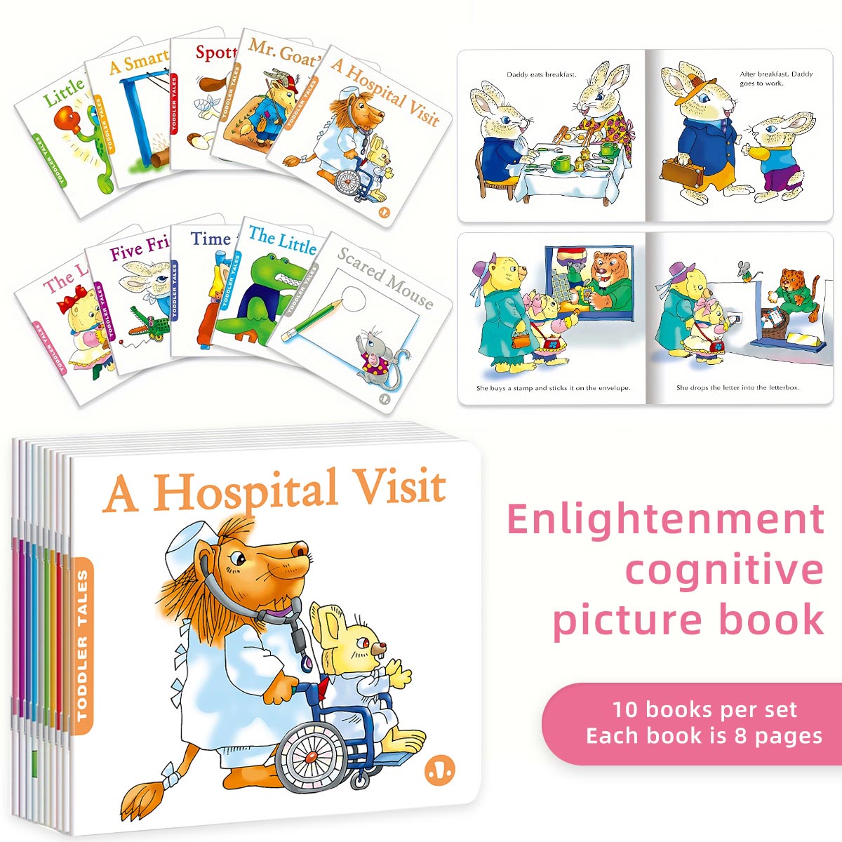 Kids Education Story - หนังสือภาพสองภาษาสเปน-อังกฤษ 10 เล่ม สำหรับเด็ก นิทานสัตว์น่ารักสำหรับเด็ก หนังสือเสริมพัฒนาการการอ่านสำหรับเด็กเล็ก
