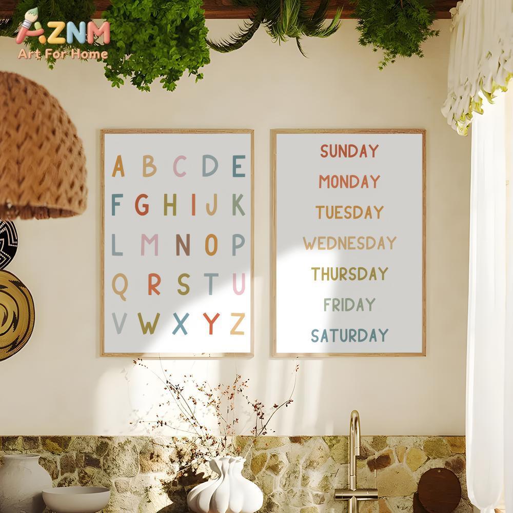 AZNM ศิลปะบนผืนผ้าใบแบบไม่มีกร - Kids Education Alphabet Numbers บทวิจารณ์และราคา