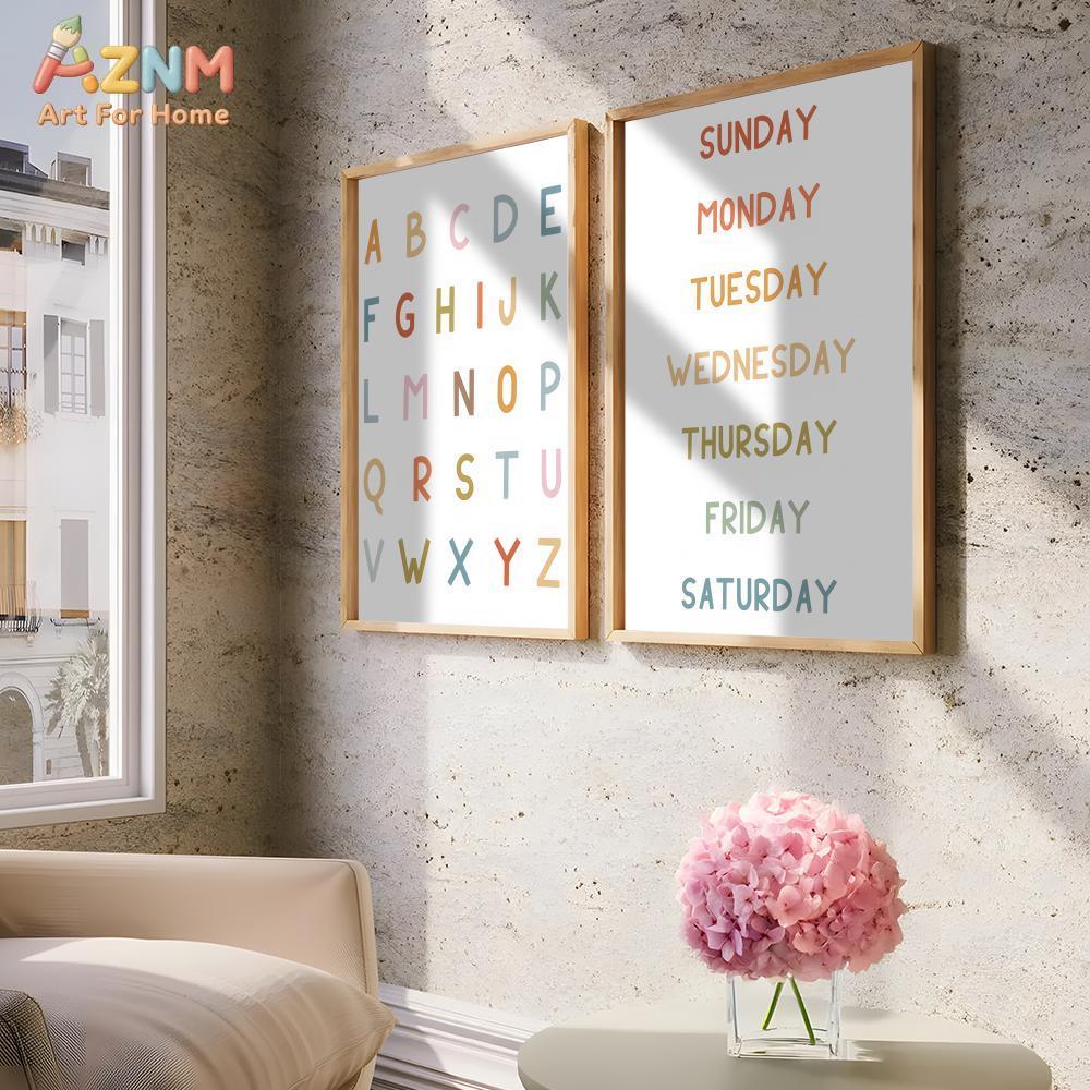 AZNM ศิลปะบนผืนผ้าใบแบบไม่มีกร - Kids Education Alphabet Numbers บทวิจารณ์และราคา