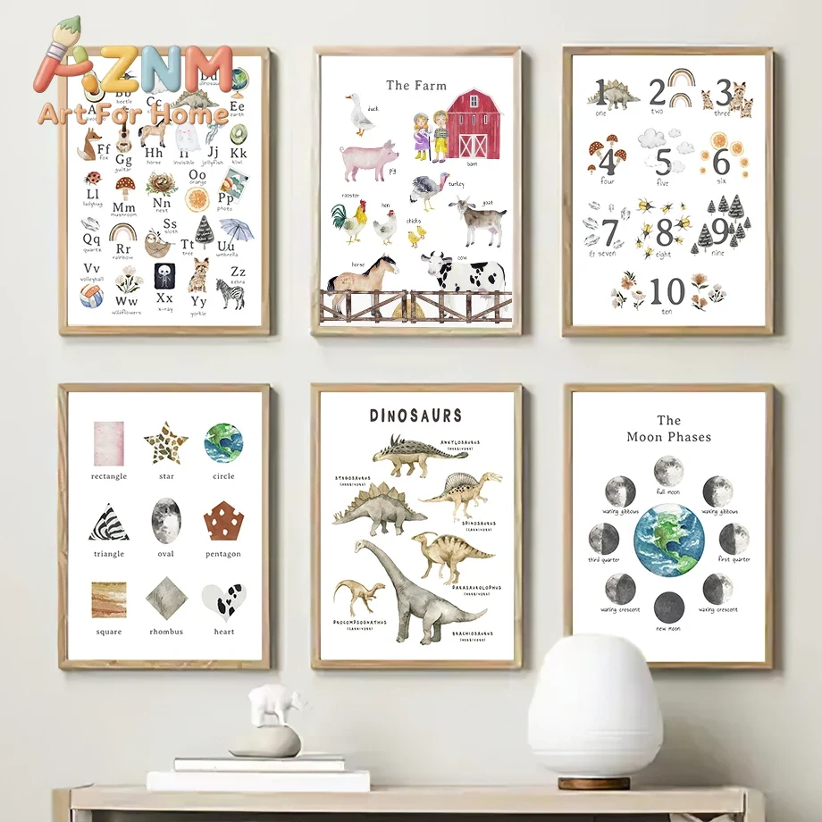 ศิลปะติดผนังสำหรับห้องเด็ก ลาย - Kids Education Alphabet Numbers บทวิจารณ์และราคา