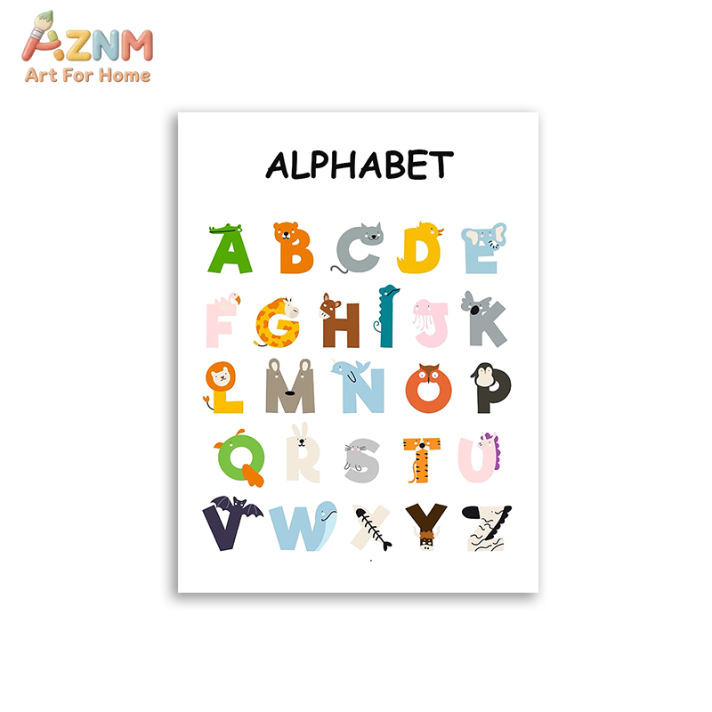 AZNM ศิลปะบนผืนผ้าใบแบบไม่มีกร - Kids Education Alphabet Numbers บทวิจารณ์และราคา